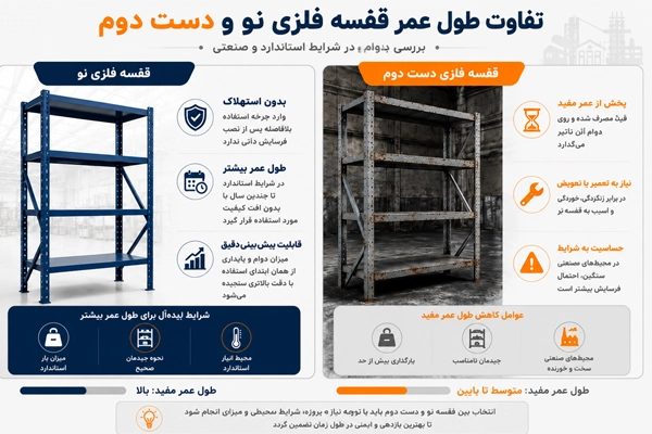 تفاوت طول عمر قفسه فلزی کارکرده با نو